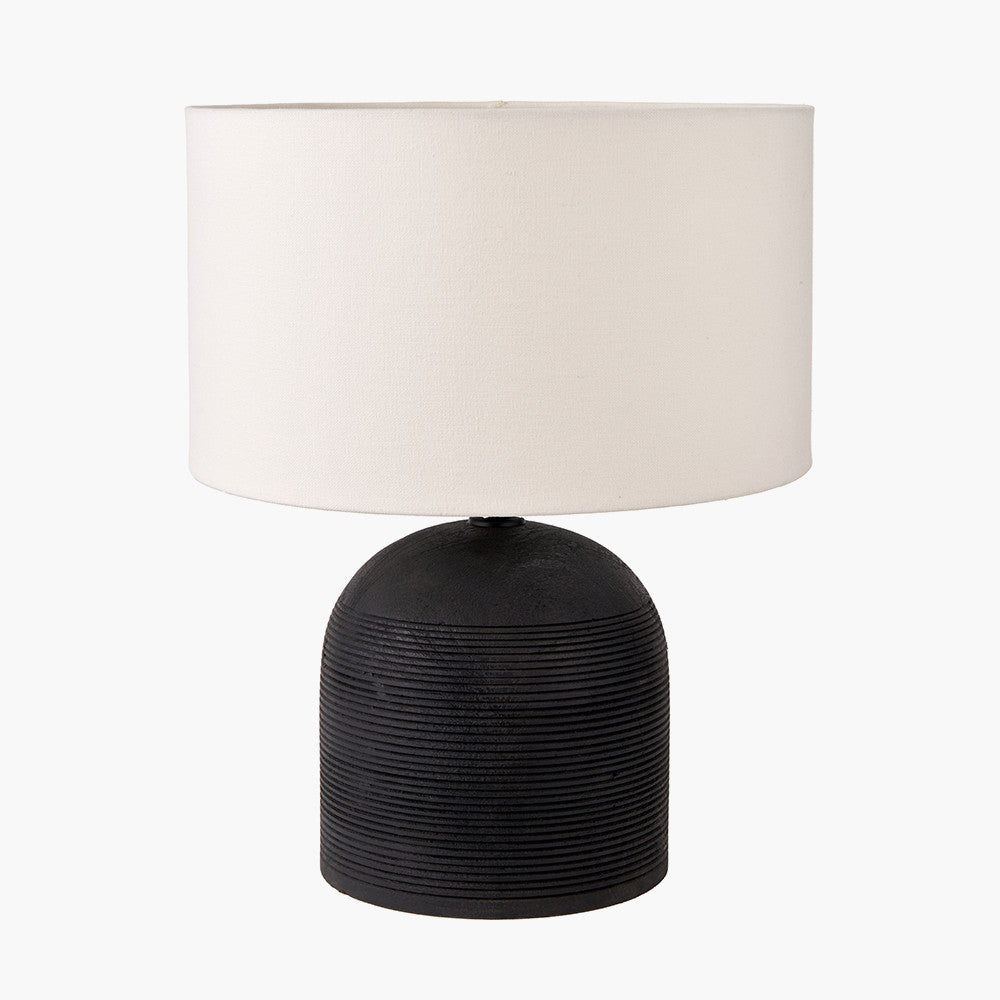 Nelu Black Engraved Wood Dome Table Lamp - Base Only